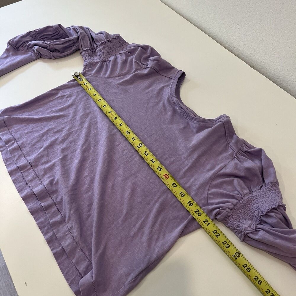 Anthropologie Pilcro Crew Neck-ruched And Smocked Sleeve Top Lavender Medium - Picture 8 of 9